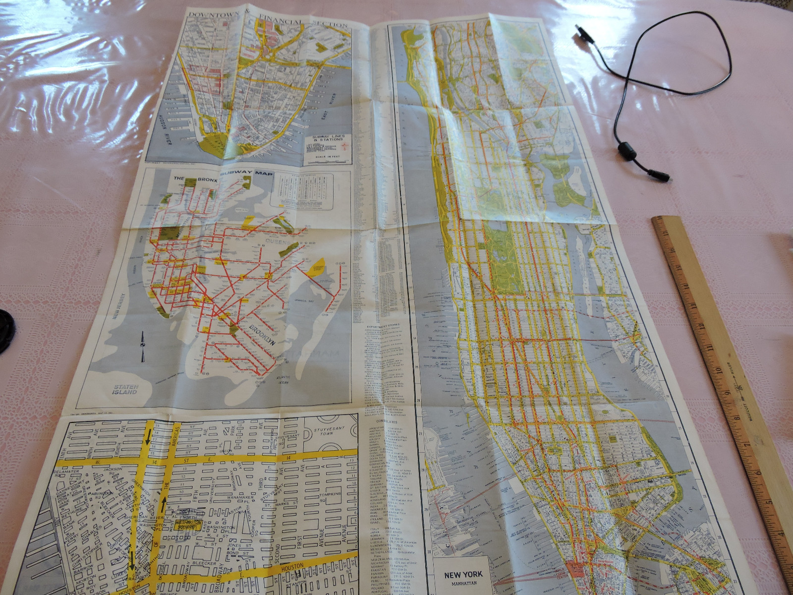 RARE ~ Foldout 1955 Transit New York City Subway Street Map NYC Bus IRT Brooklyn