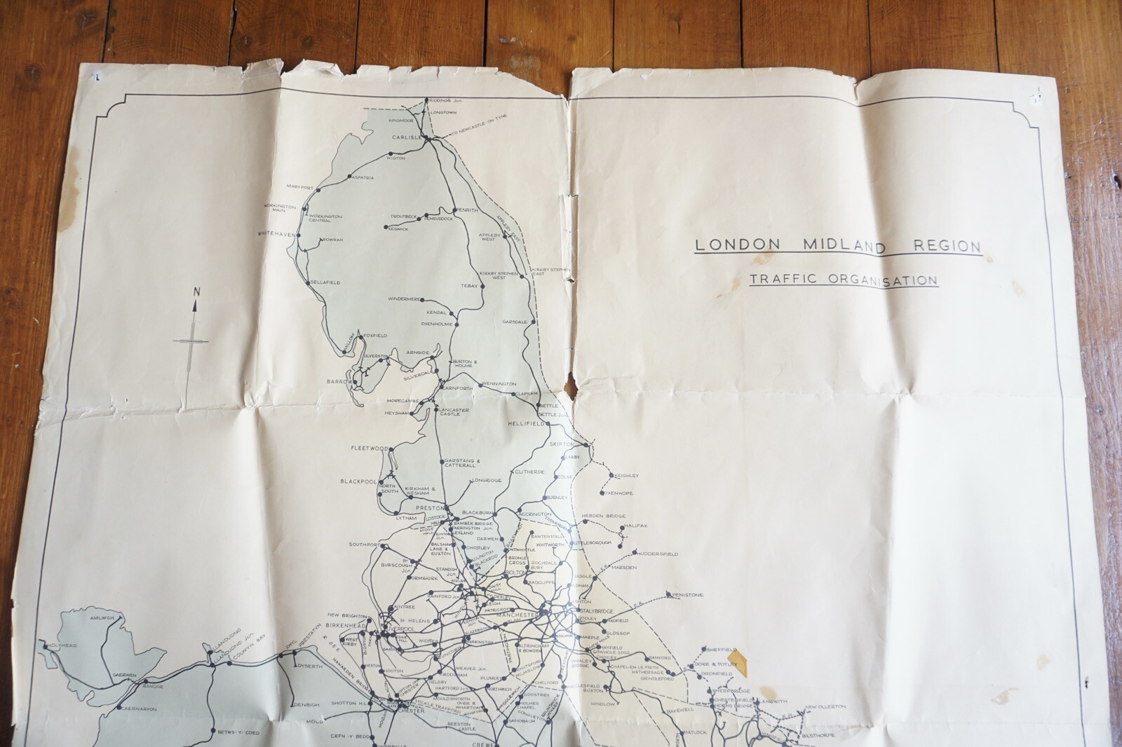1967 London Midland Region Traffic Organisation Railway Large Map