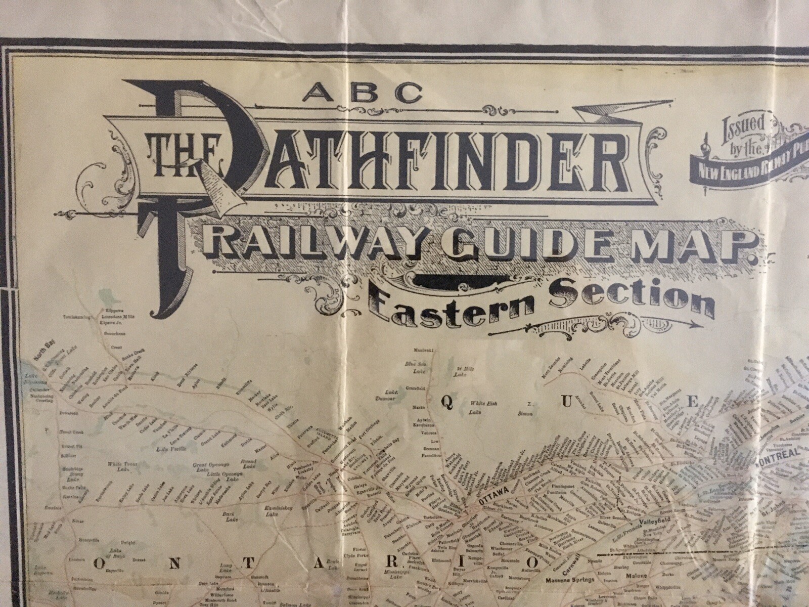 1901 ABC The Pathfinder Railway Guide Map Eastern Section
