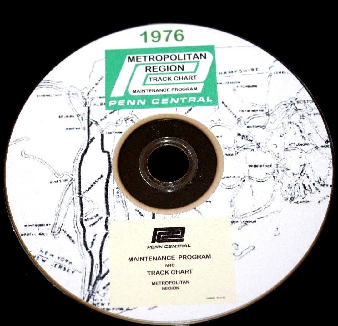 Penn Central 1976 Metropolitan Division Track Chart PDF Pages on DVD