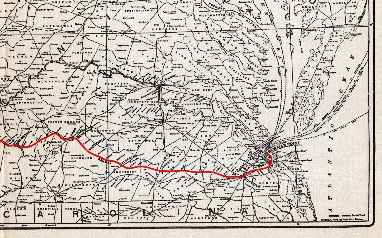 1918 Antique Virginian Railway Map Vintage Virginian Railroad Map 2458