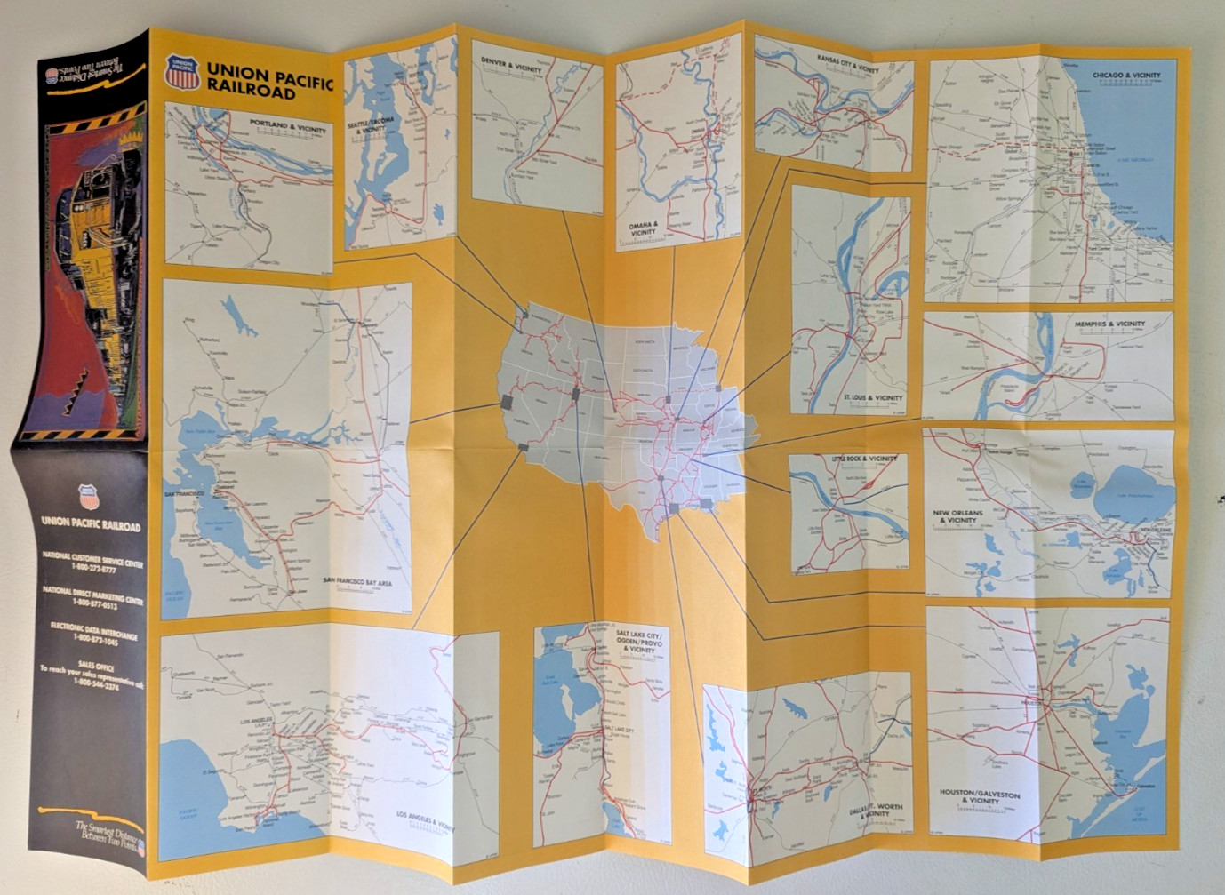 1994 Union Pacific Railroad USA Map System Route Rail Train