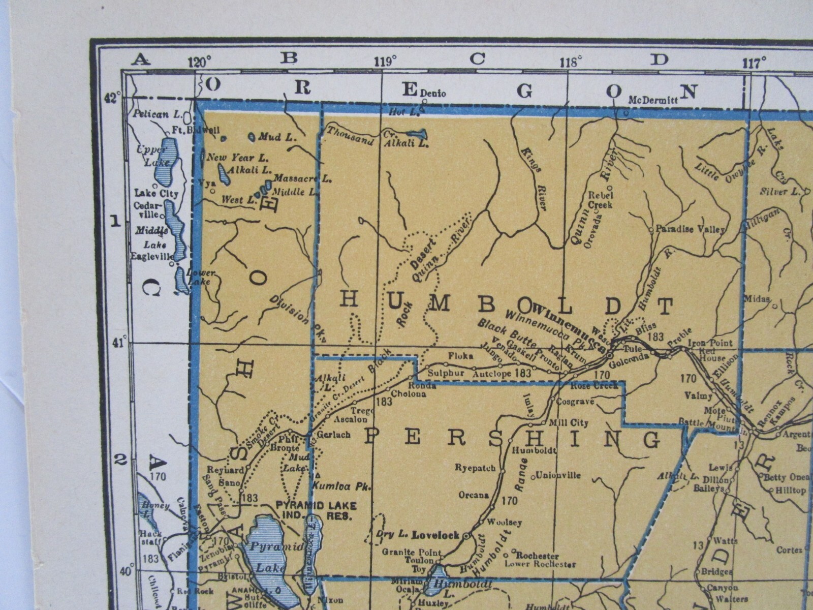 NV NH PRE WWII 1939 NEVADA RAILROAD Map TONAPAH TIDEWATER RR ~or~ NEW HAMPSHIRE