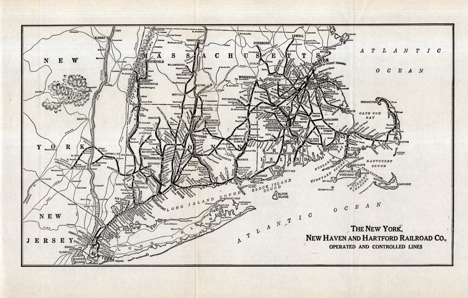 1941 Antique New York New Haven and Hartford Railroad Map Railway Map 2909