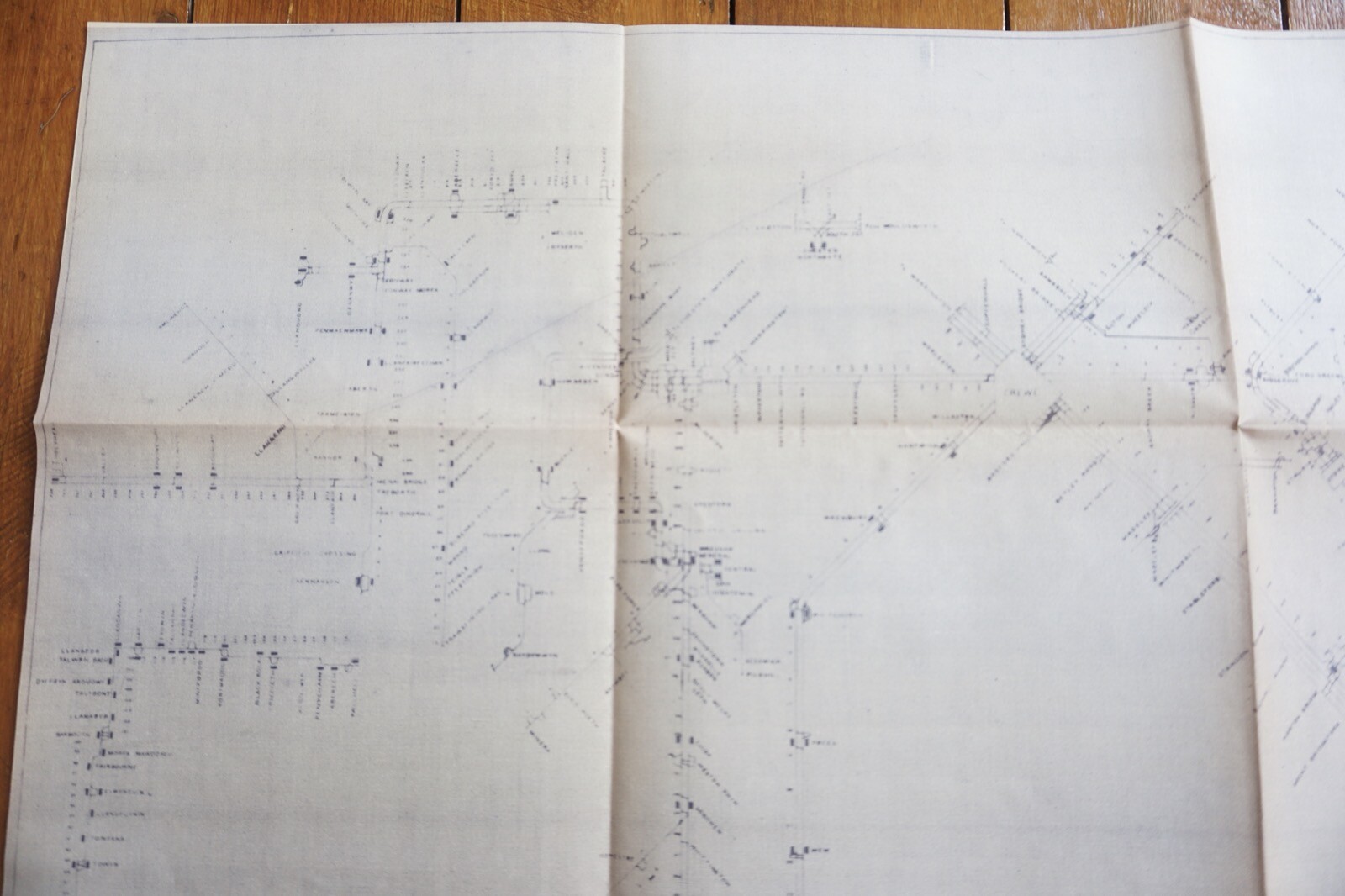 c1960s Crewe Division Linen Track Route Plan Railway Map