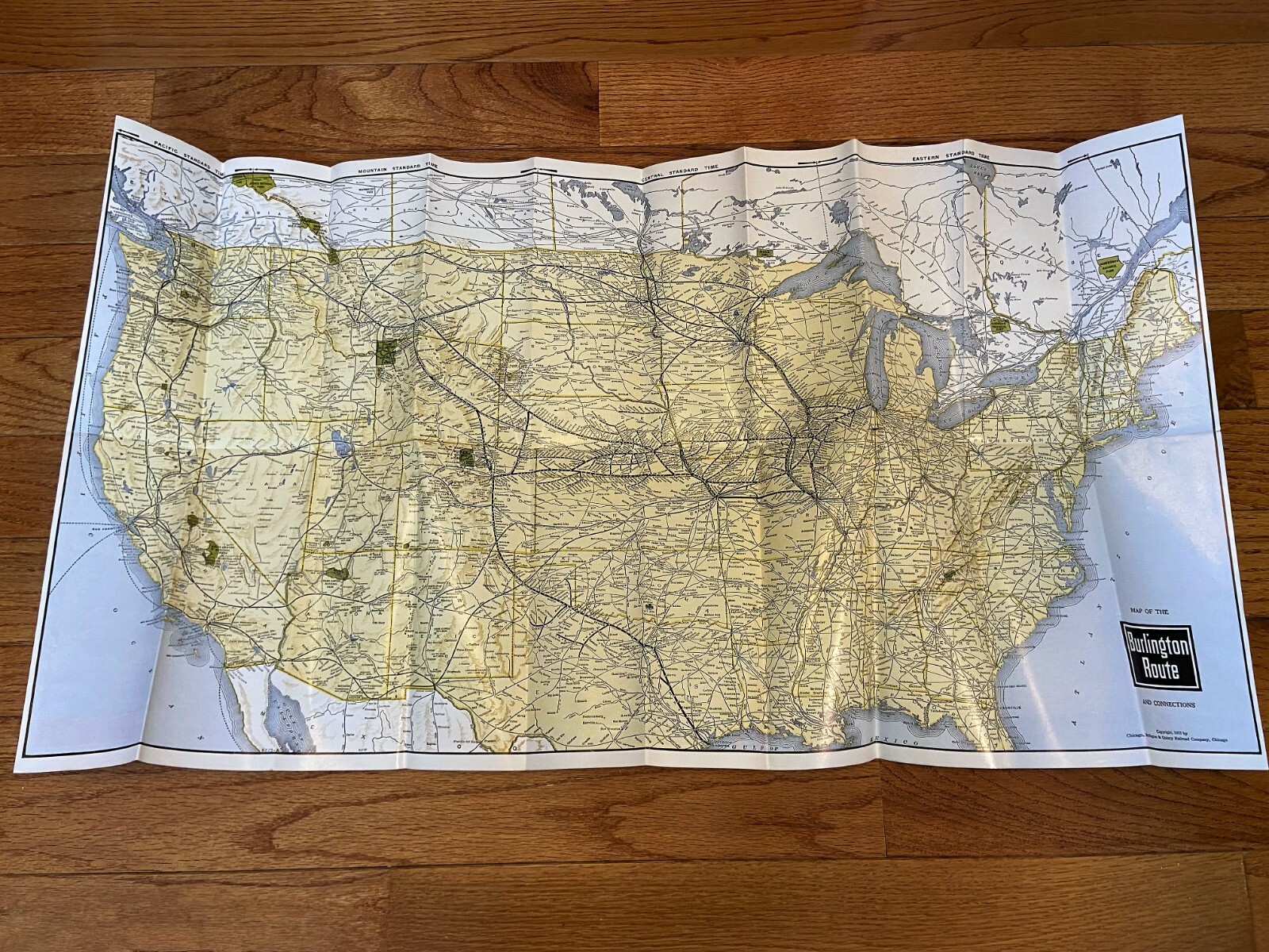 Burlington Route United States Map Way of the Zephyrs and Vista -Domes 1960