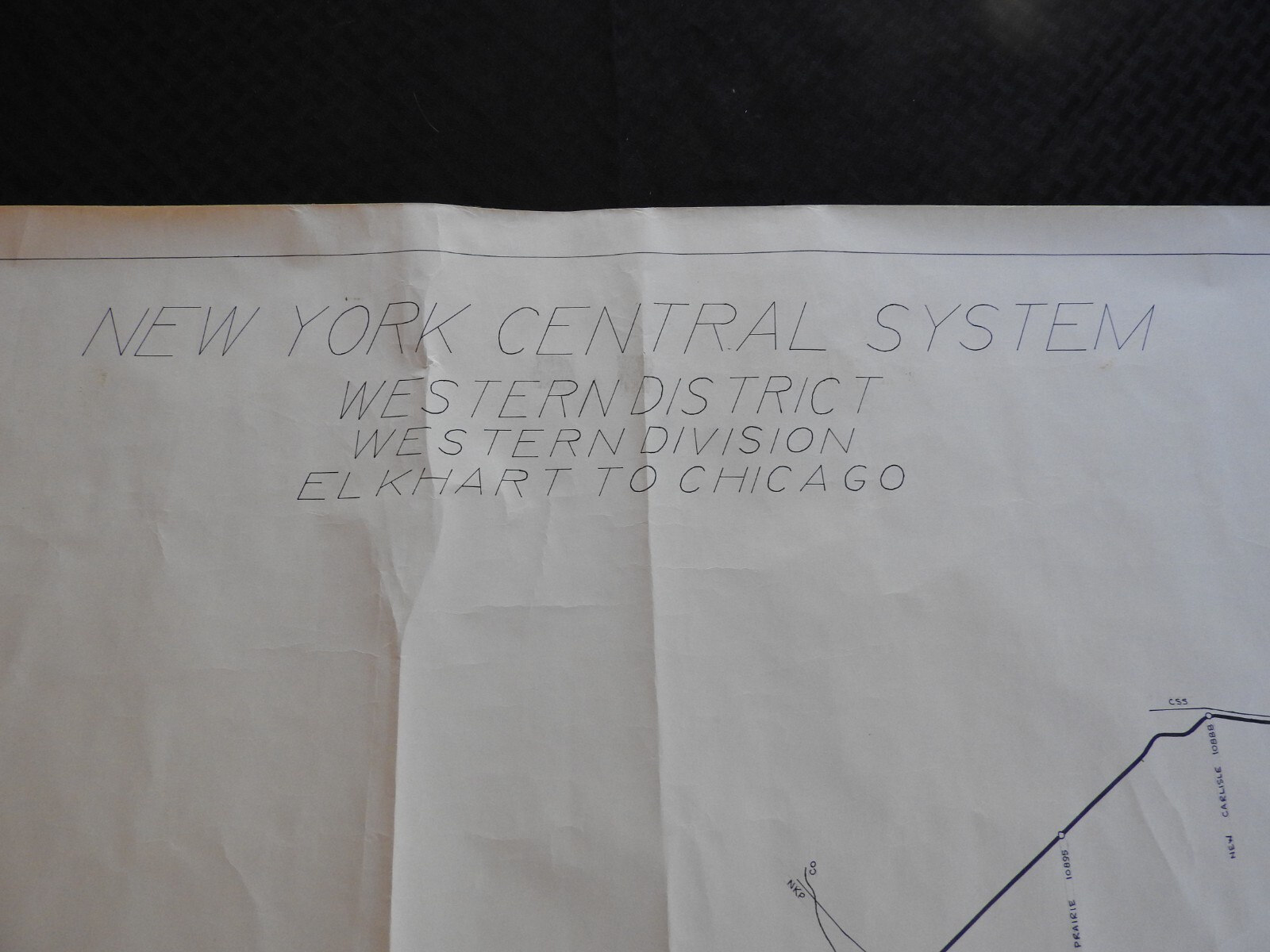 1961-62 New York Central System Railroad Employee Map Elkhart to Chicago 65″x18″