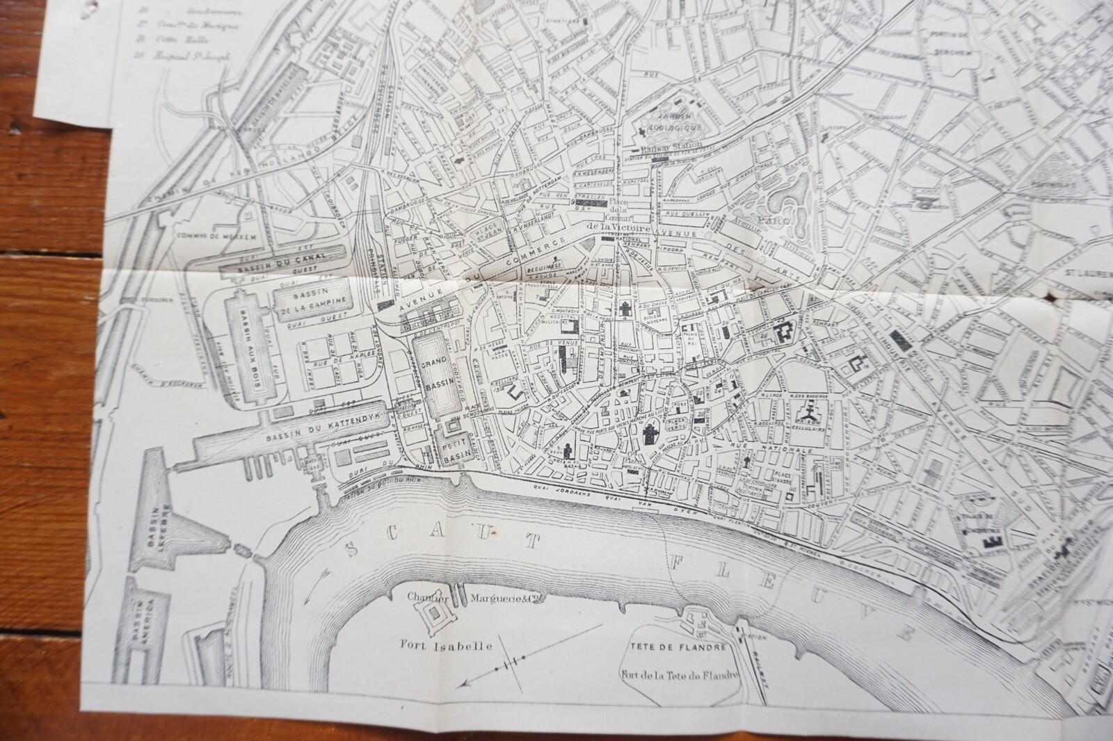 1899 Bradshaws Map of Antwerp Netherlands Original Railway Map