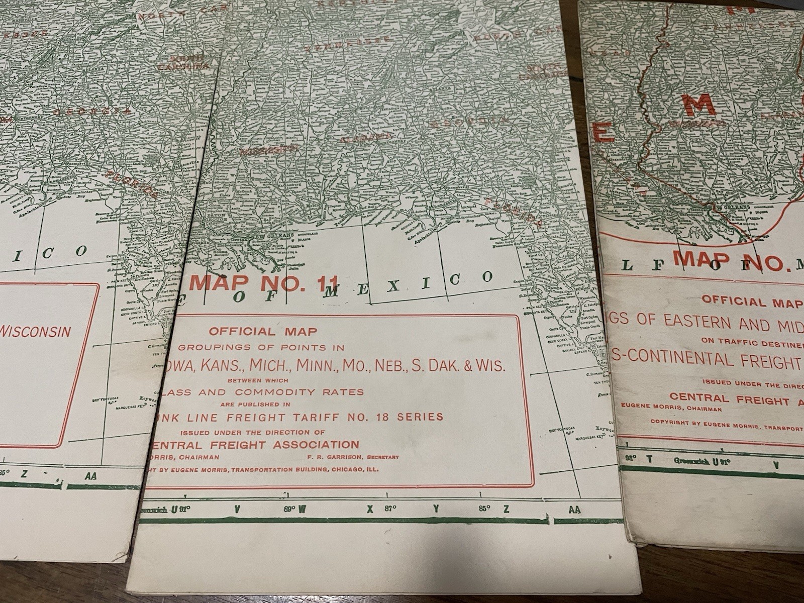13 Antique Official Railroad Traffic Maps of the United States & Canada