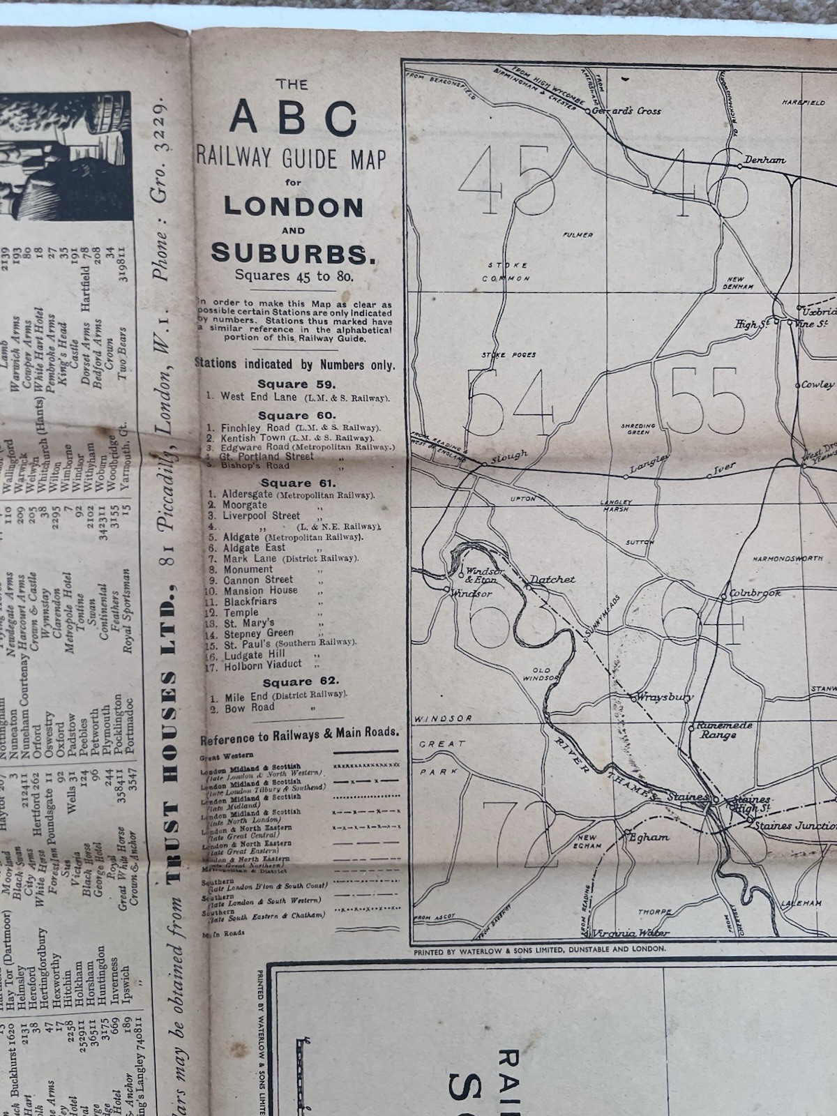 Vintage ABC Railway Guide Map England Wales Scotland London Suburbs c1930s