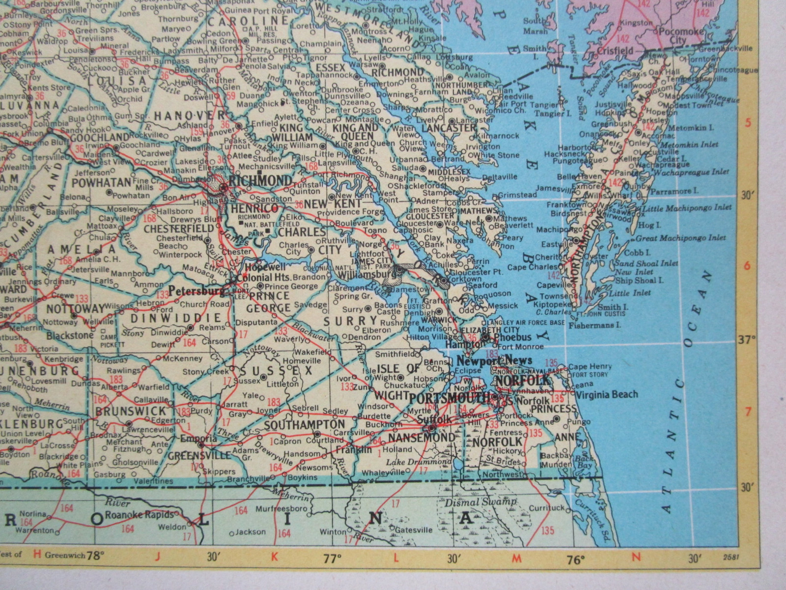 VA VT 1953 VIRGINIA RAILROAD Map WINCHESTER WEST’N RR or VERMONT, LAMOILLE CO RR