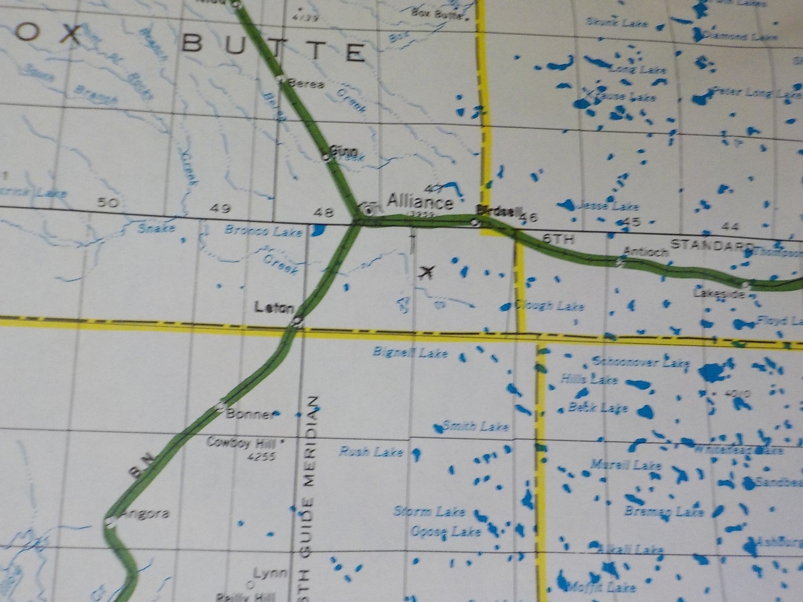 Map Burlington Northern Nebraska State Railroad Map 1983 August