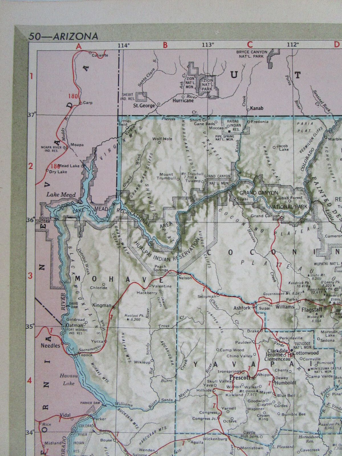 AL AZ Vintage 1951 ALABAMA RAILROAD Map. MERIDIAN BIGBEE RIVER RR or ARIZONA