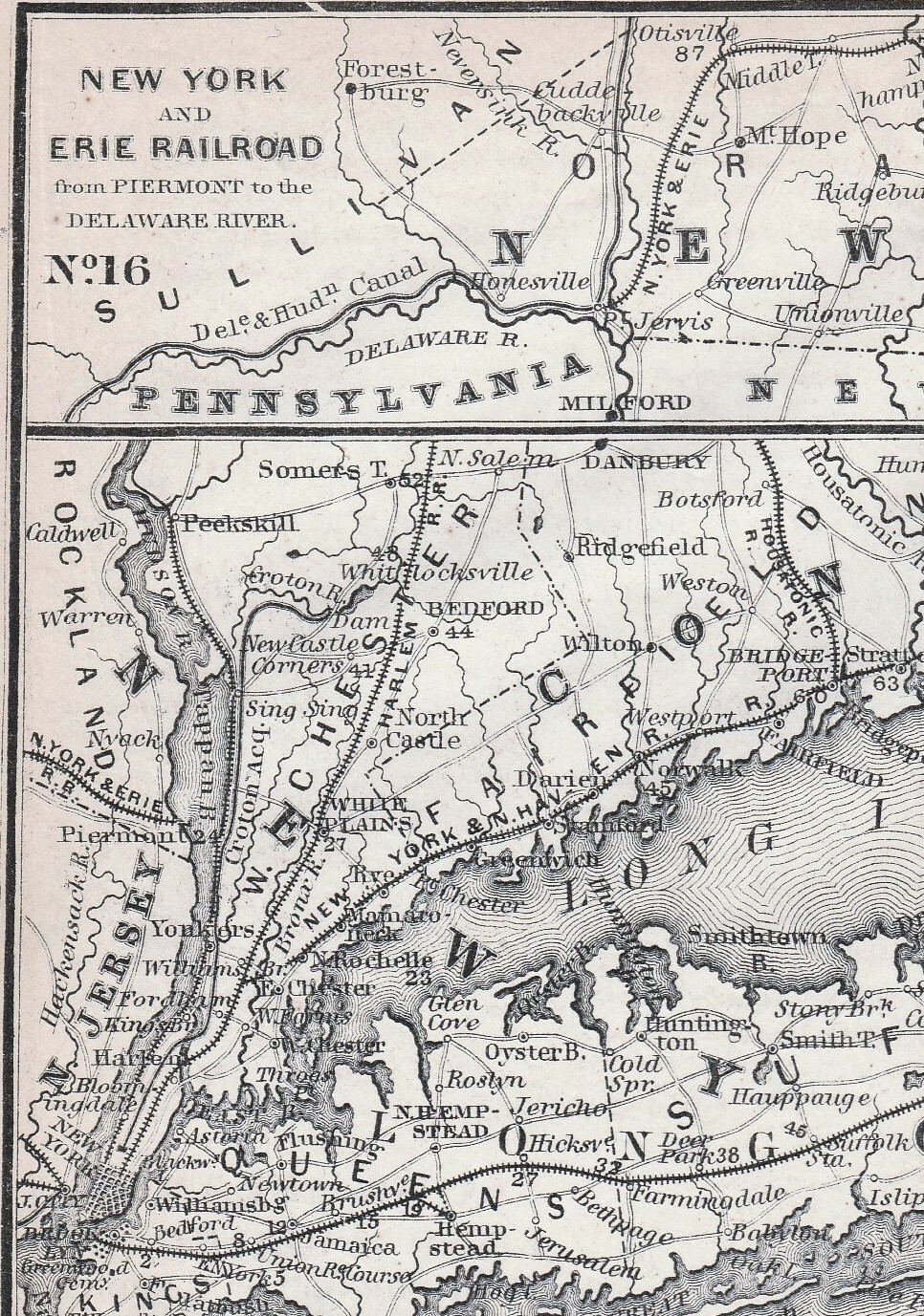 RARE Engraved Map Long Island Railroad New
