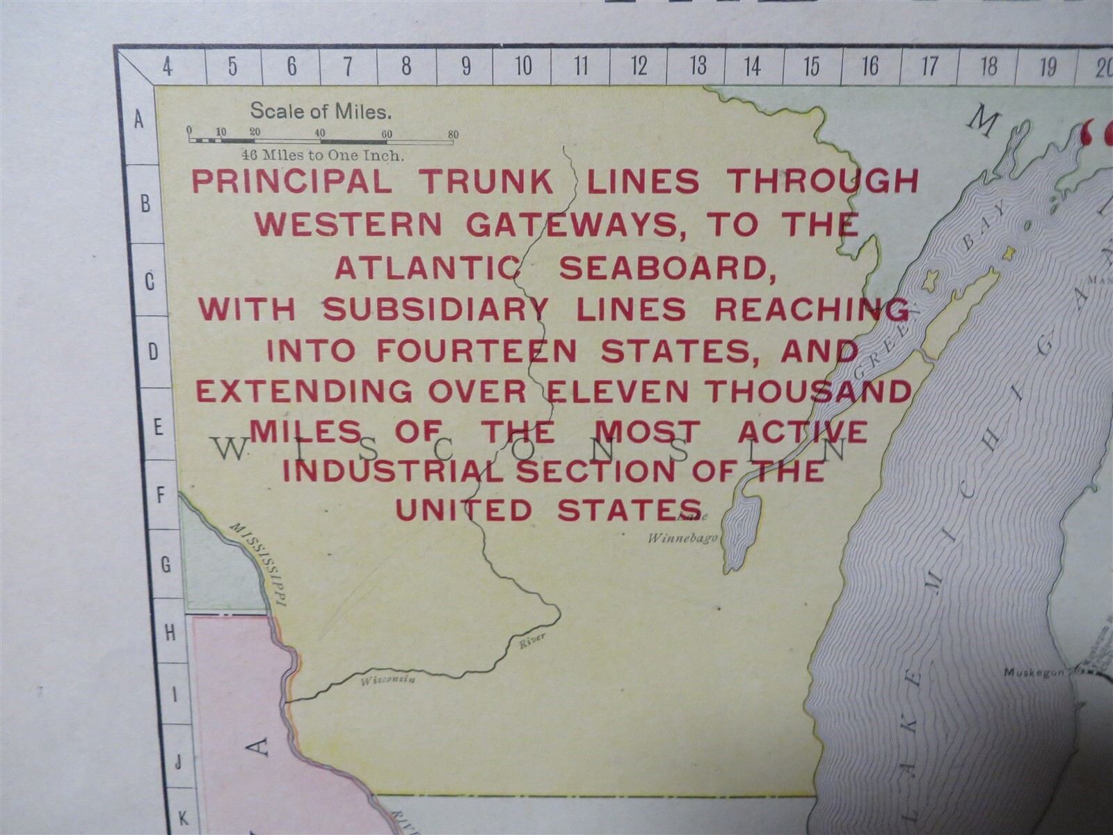 Original Pennsylvania Standard Railroad System Capital Route Map 27×20 Vintage