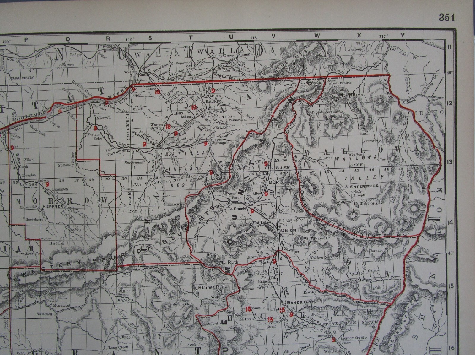 OR 1898 DATED OREGON STEAM RAILROAD Map. COOS BAY, ROSEVILLE, & EASTERN RR.
