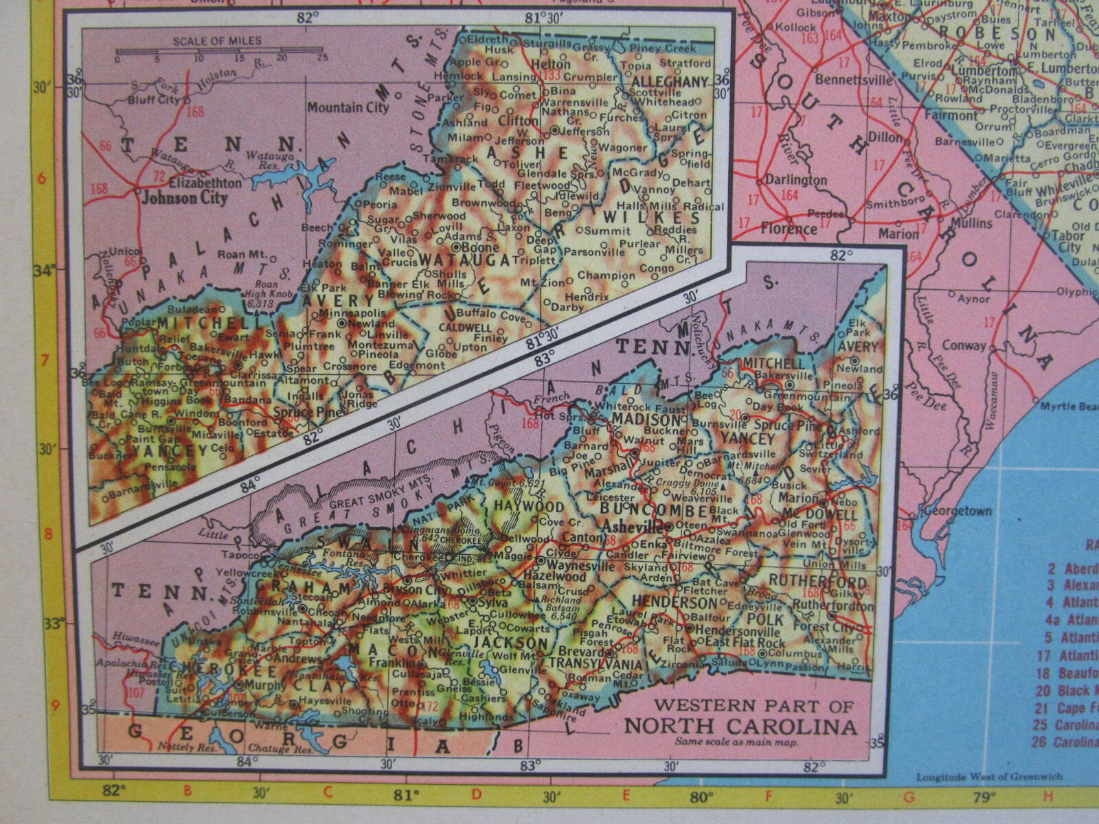 NC NY 1952 NORTH CAROLINA RAILROAD Map. GRAHAM COUNTY RR or NEW YORK 1950s
