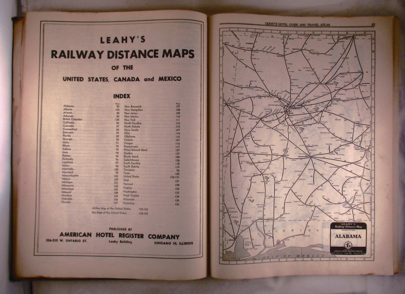 1950 Leahy Hotel Guide Travel Atlas Santa Fe Railrod Canada United States Mexico