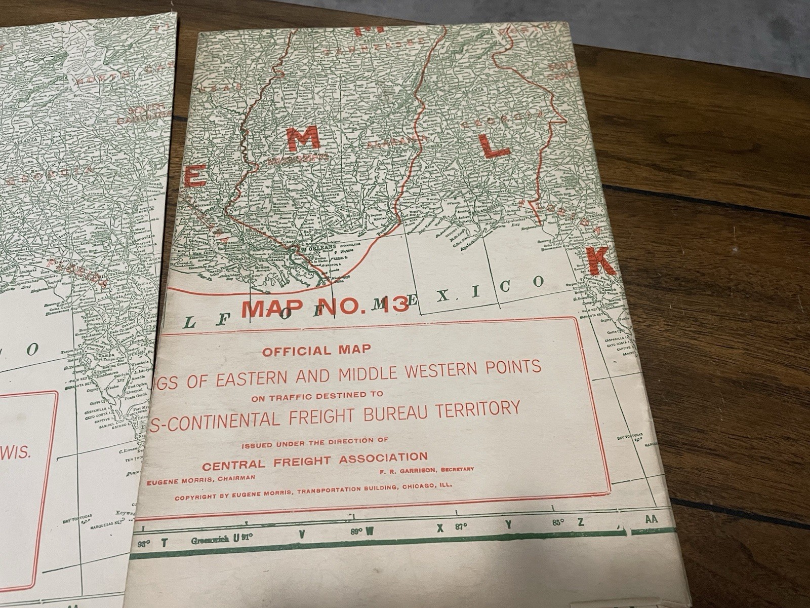 13 Antique Official Railroad Traffic Maps of the United States & Canada