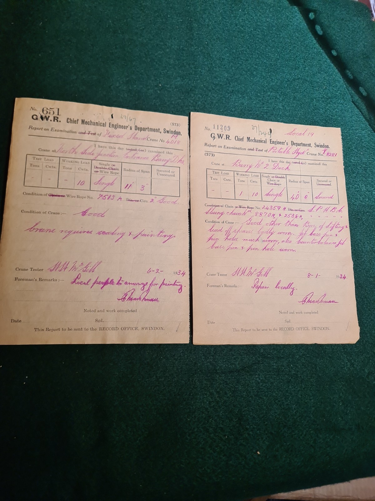 GWR Railway Barry 2 Dock & North side JunctionPortable Hyde – 1934- Inspection