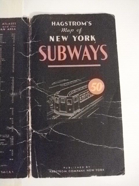 HAGSTROM’S MAP OF NEW YORK SUBWAYS ELEVATED LINES 1958 SOFT COVER FOLDED $.50