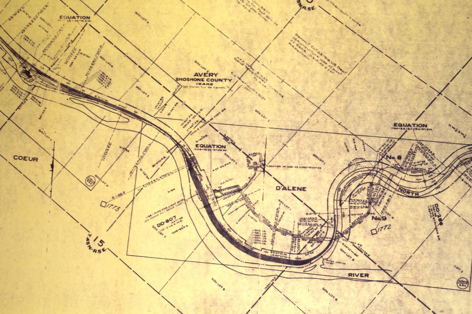 Original Milwaukee Track Map – Missoula Div. – Avery to Roland (Rolled)