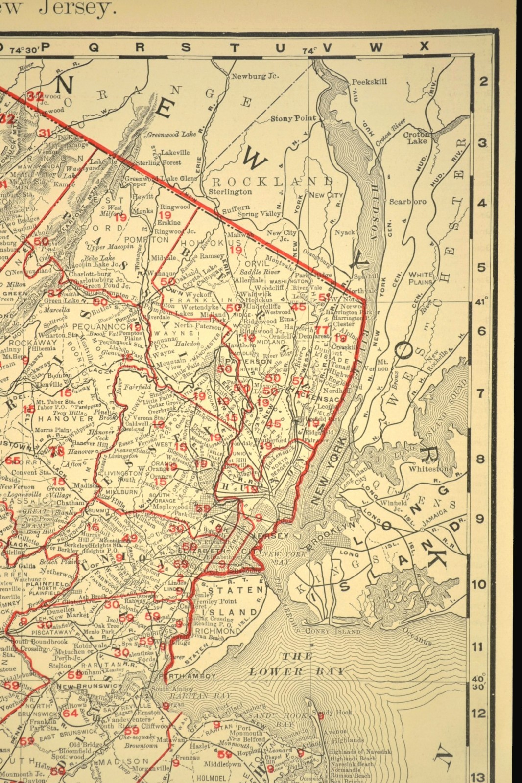1901 Antique New Jersey Railroad Map Large Atlas West Jersey & Seashore RR DATED