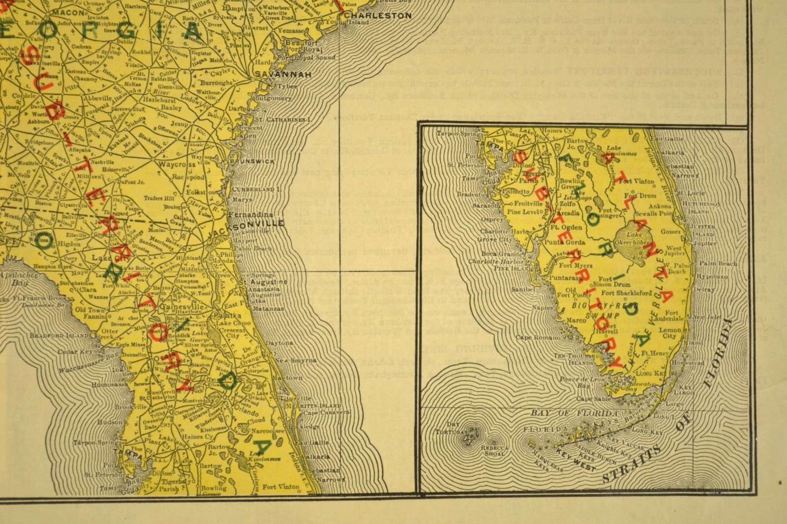 Southeast United States Map Railroad Freight Association Territories circa 1919
