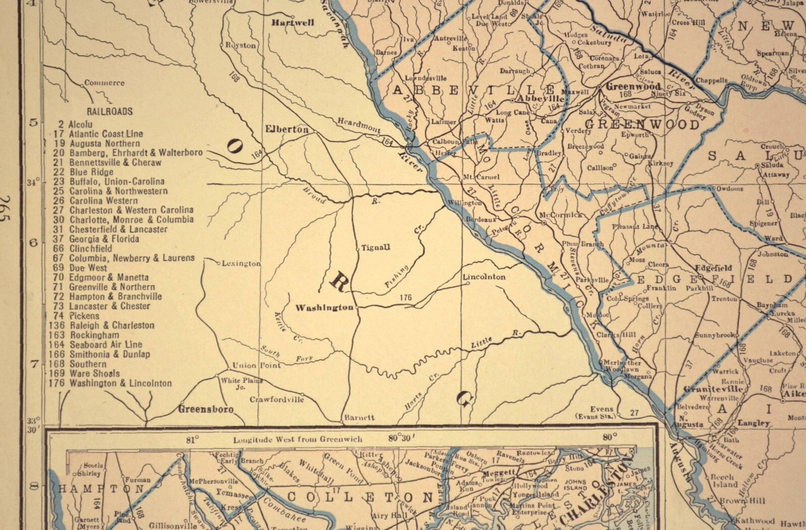 Vintage SOUTH CAROLINA Map Railroad LARGE Original Seaboard Air Line SAL RR
