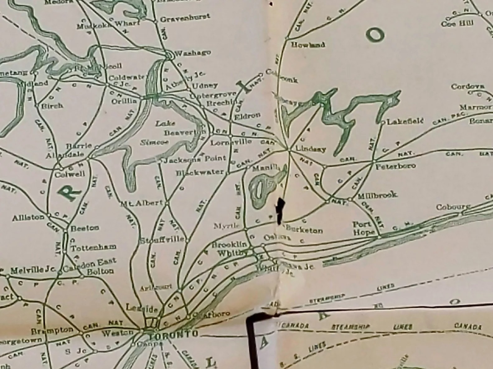 1935 Railroad Hand Colored Trunk Line Assn Canadian Freight Map 40 x 34