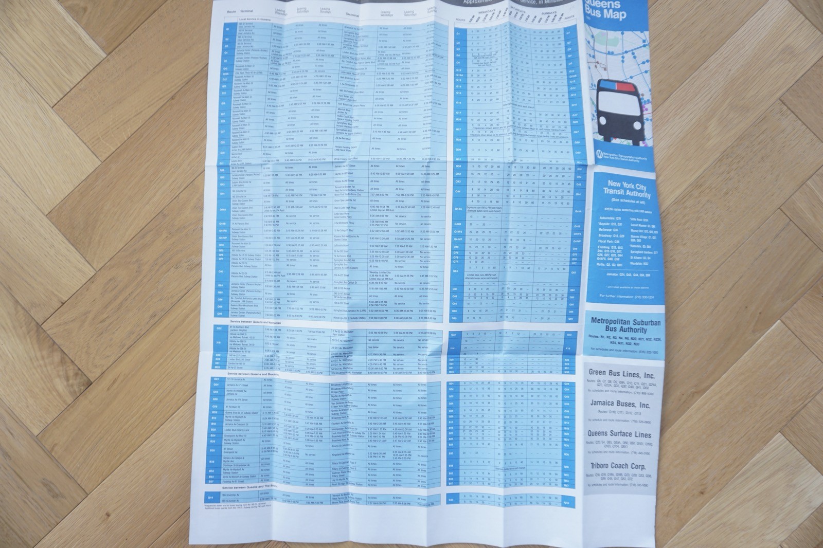 1989 Queens New York Bus Guide Bus Map VGC