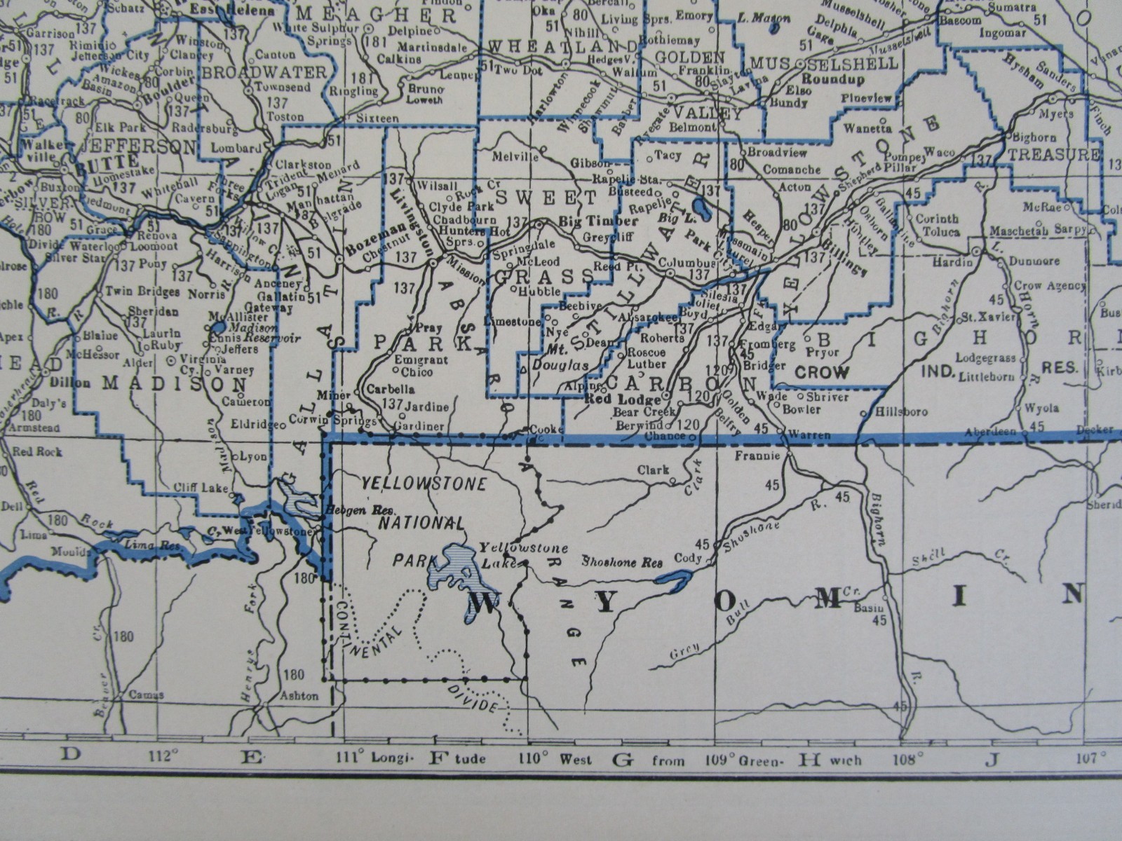 MT Great Depression era 1931 MONTANA RAILROAD Map. MORRISSEY FERNIE & MICHEL RR