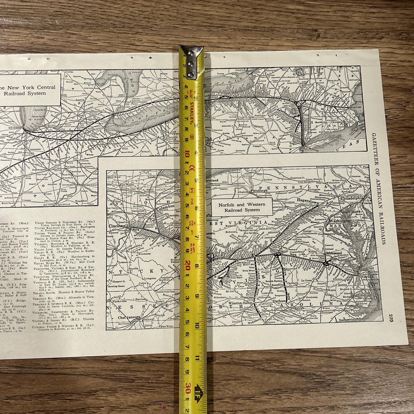 Antique 1917 Map New York Central + Norfolk & Western Railway Systems 15”x11”