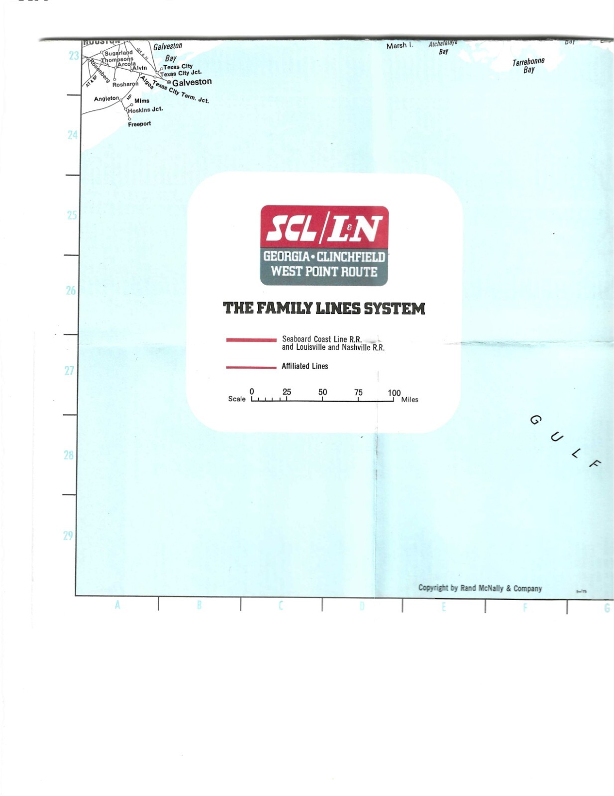 New Never Used 1975 SCL/L&N – Family Lines System Map