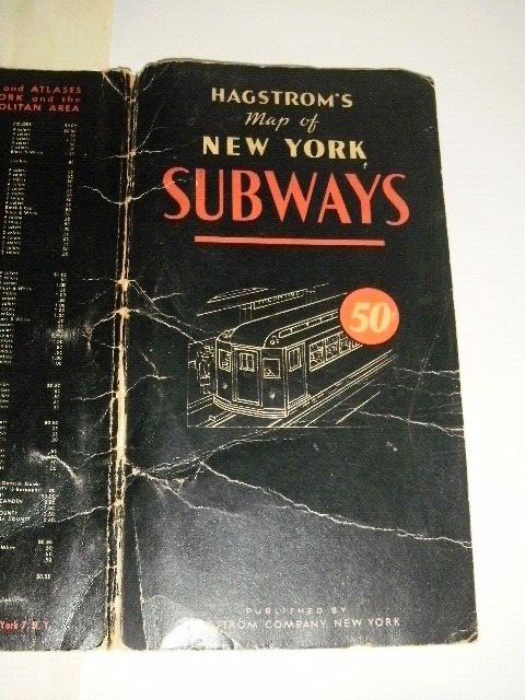 HAGSTROM’S MAP OF NEW YORK SUBWAYS ELEVATED LINES 1958 SOFT COVER FOLDED $.50