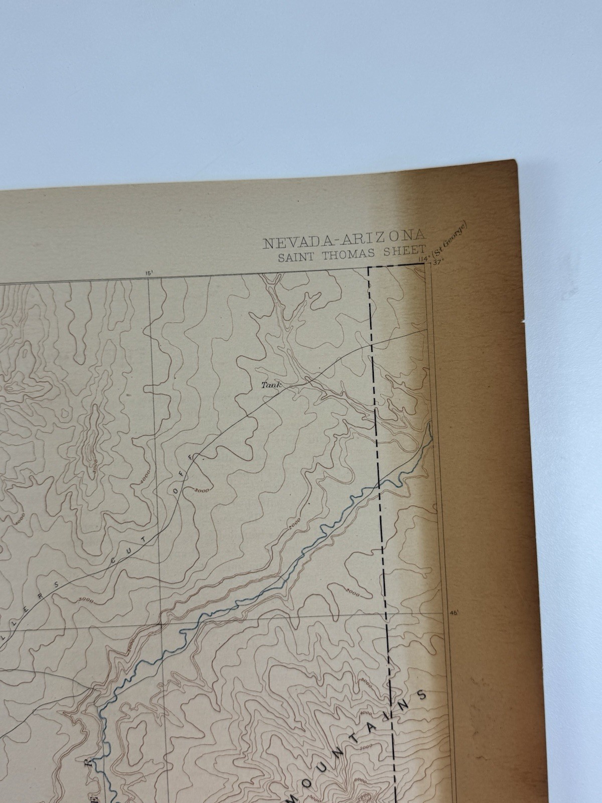 St Thomas Nevada Printed 1916 US Geological Survey Topographic Map 20 X 16 1/2