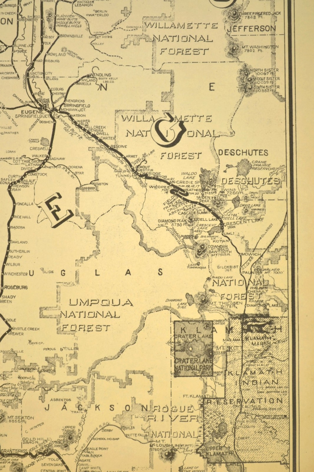 Southern Pacific Railroad Map Portland Division Red Electric Lines Shasta Route