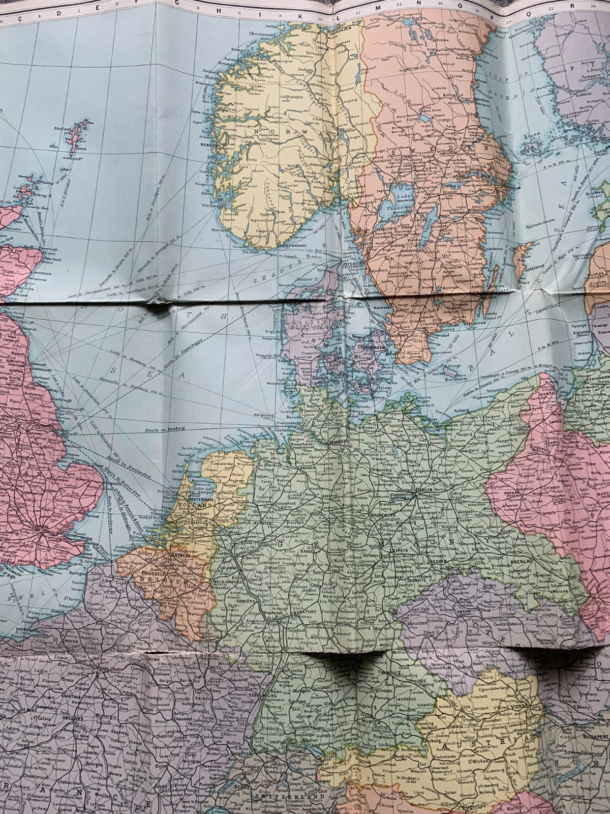 LMS Map Of Europe showing LMS routes to the continent