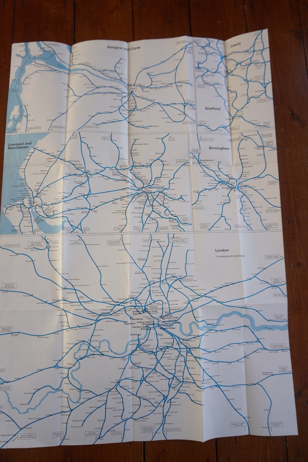 Jan 1970 British Rail Passenger Network Railway Map London Midland Region