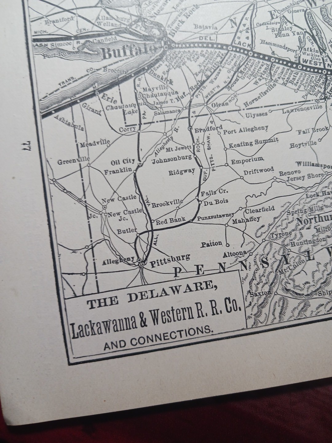 ~1904 Vintage Railway Map LACKAWANNA & WESTERN RAILROAD All Routes & Stations
