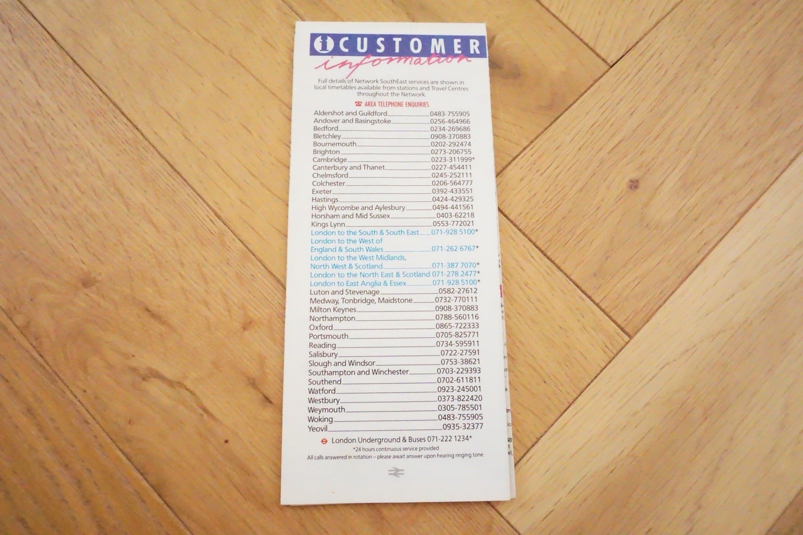 Summer 1991 NSE Network SouthEast Railway Map