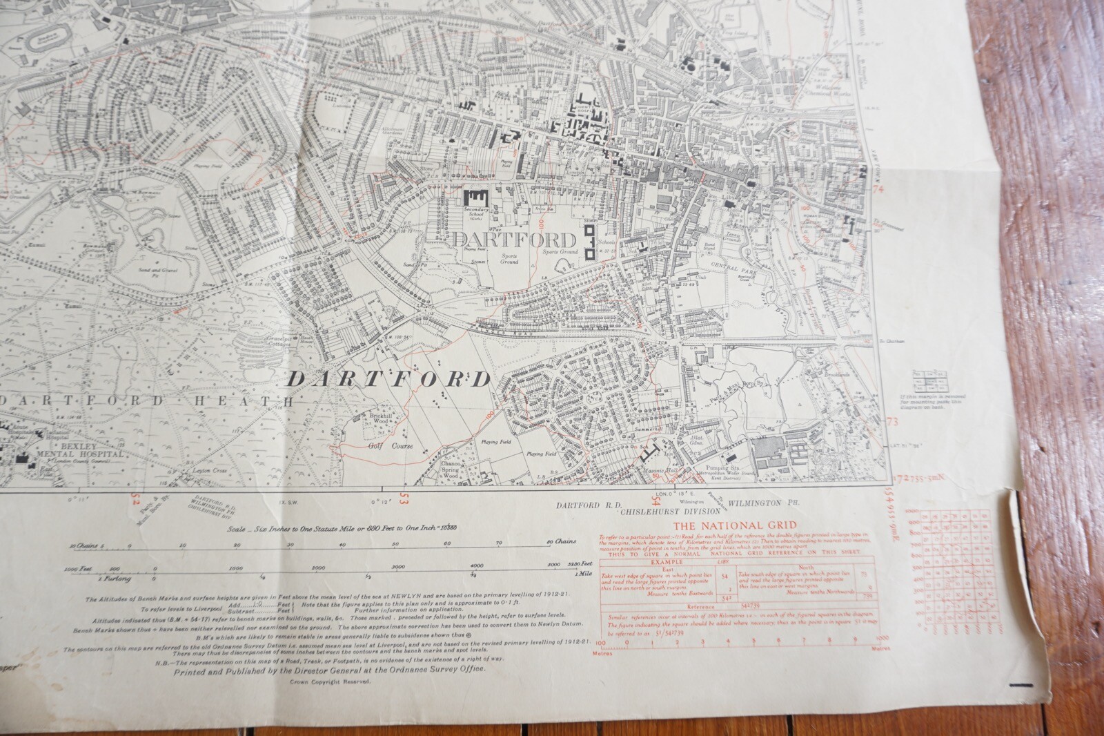 1939 Dartford Crayford Kent Southern Railway OS Railway Map