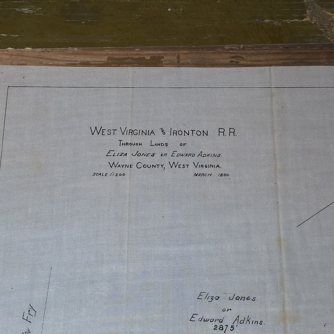 1890 Wayne County, West Virginia and Ironton Rail Road RR Route Plot Plan Map 2