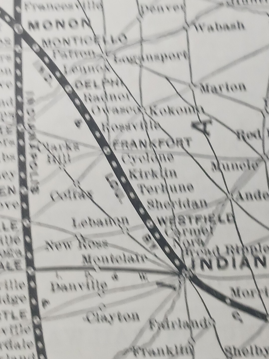 ~1904 Train Route Map CHICAGO INDIANAPOLIS & LOUISVILLE RAILWAY Indiana Railroad