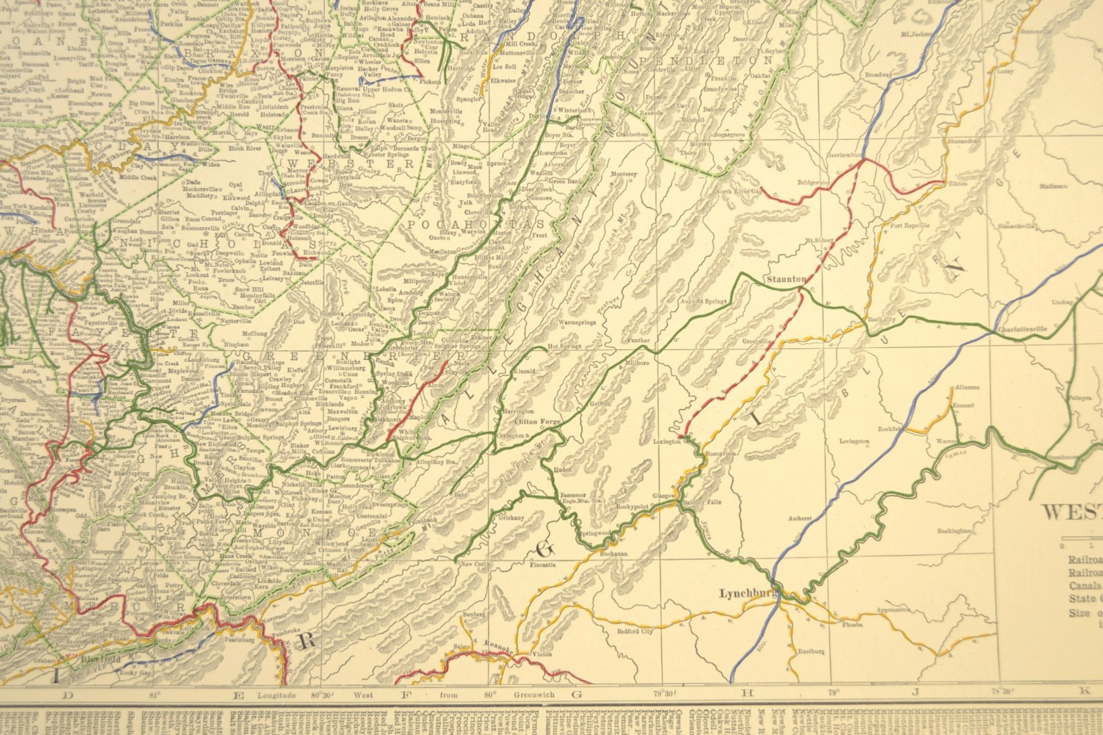 1914 Antique Map of WEST VIRGINIA Railroads Map ORIGINAL Atlas Map B&O RR DATED