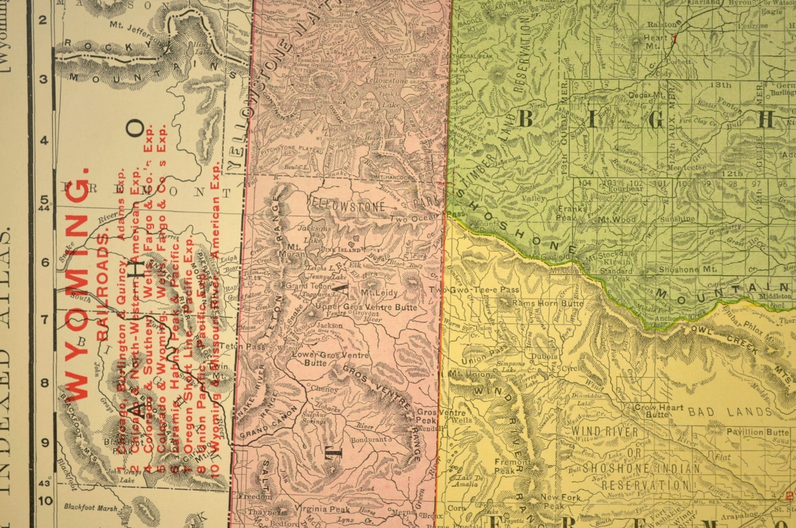 1907 Antique Wyoming Railroad Map Union Pacific Railroad Map Large Atlas DATED