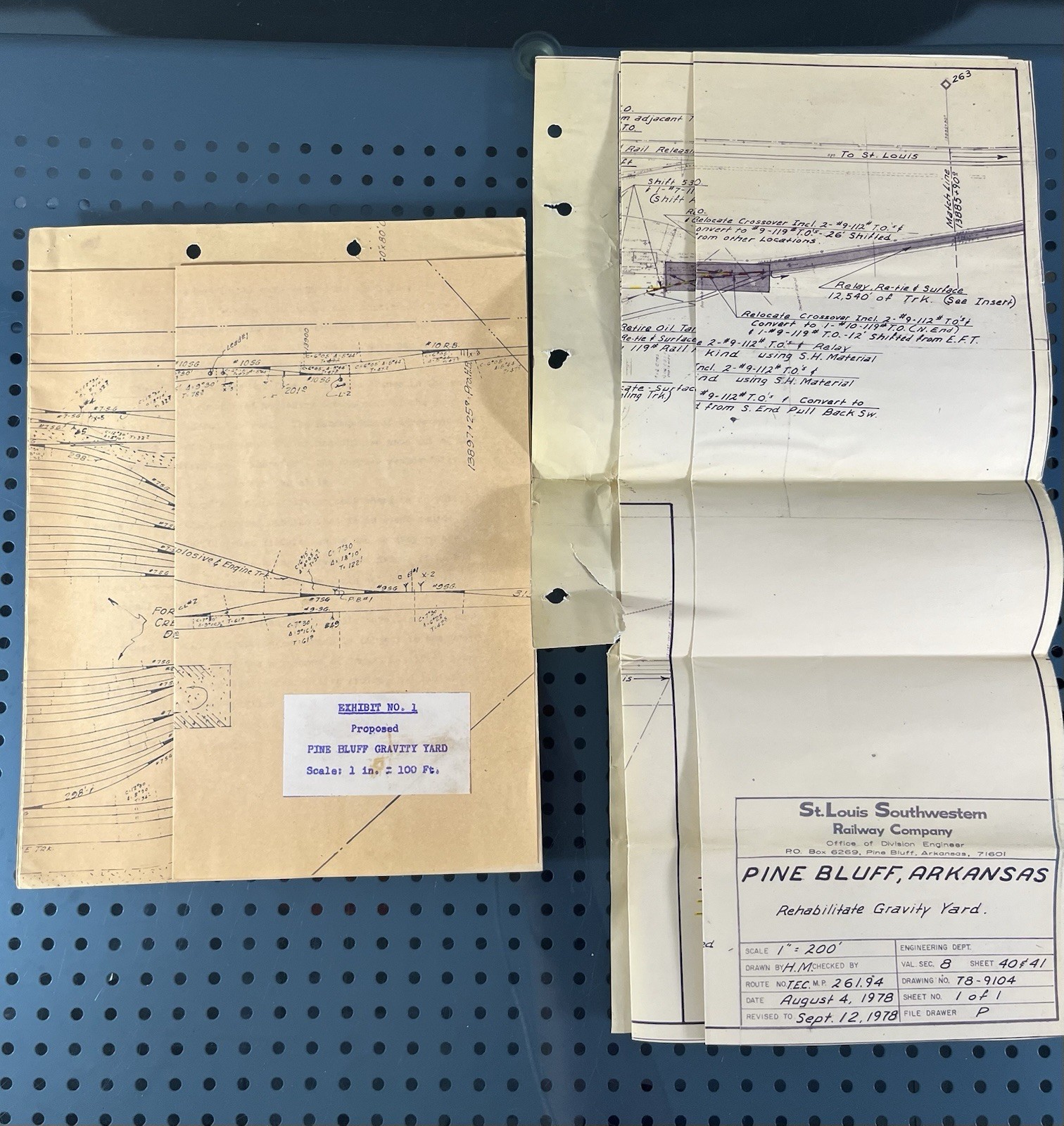 SSW Cotton Belt Railroad Yard Track Charts Pine Bluff, Arkansas 1978 2 Charts