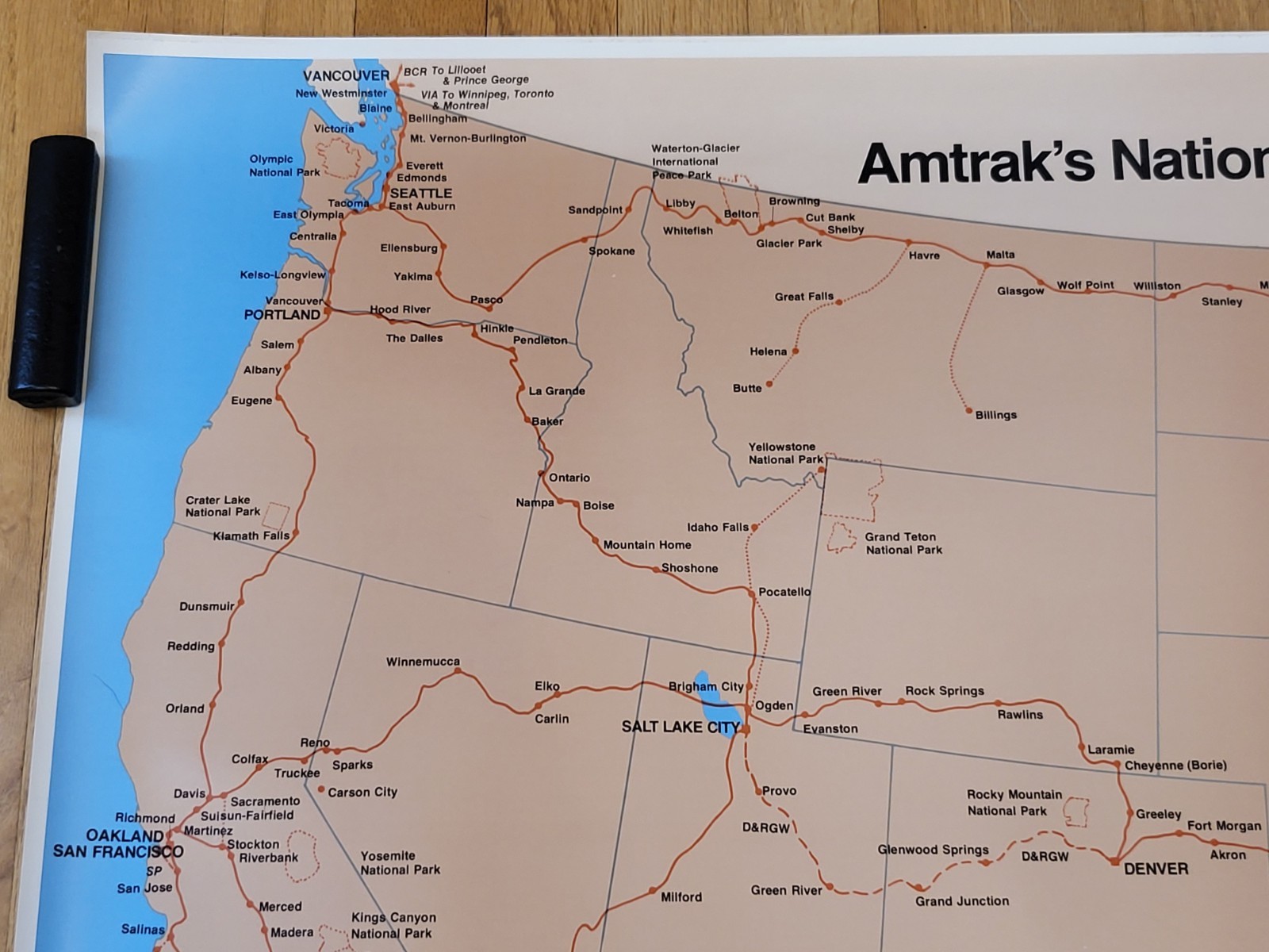 1980 Amtrak’s Nationwide Rail Passenger System Map Poster Railroad Train Vintage