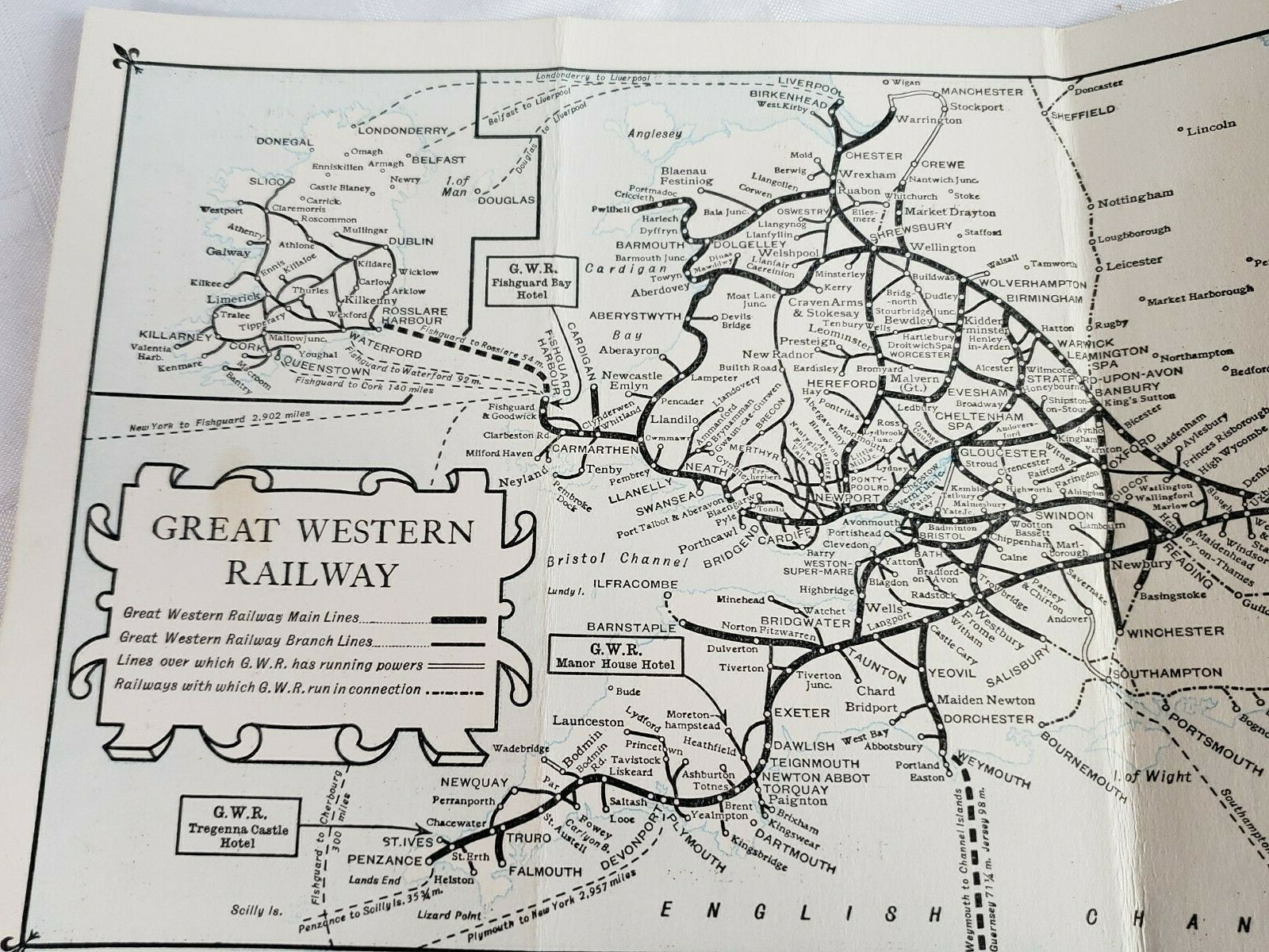 MAP OF THE GREAT WESTERN RAILWAY VINTAGE RAILROAD REFERENCE BOOKLET TRAIN ROUTE