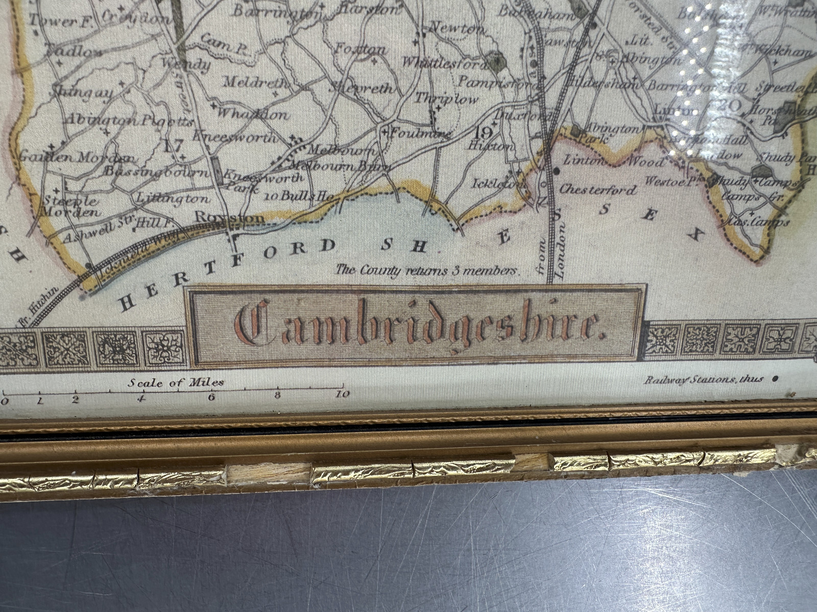 Cambridgeshire Railway Stations Map ~ Framed 17″ x 21″